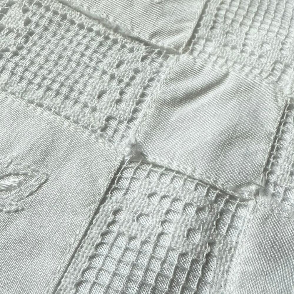 Elegant Cream Embroidered Lace Accent Pillow - Picture 4 of 12